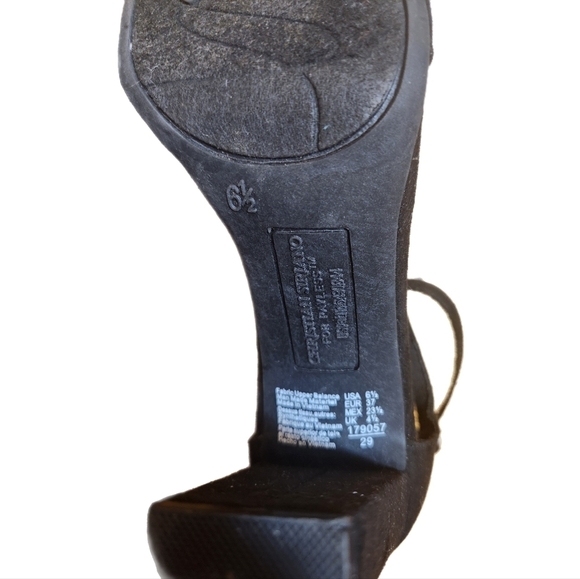 Christian Siriano Black Chunky Criss Cross Block Dress Heels - Picture 7 of 8